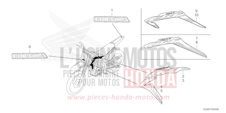 MARQUE/RAYURE de CRF125F "Petites Roues" EXTREME RED (R292) de 2022